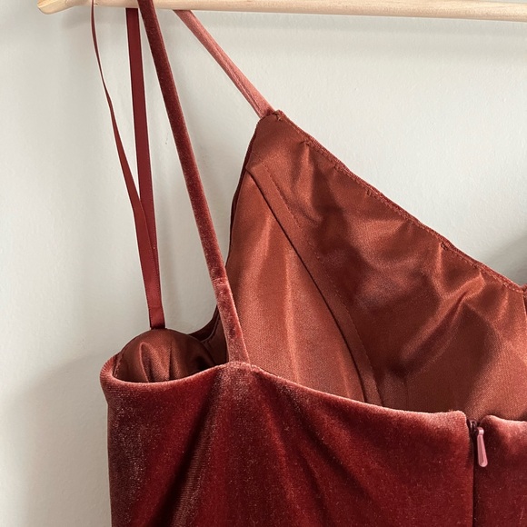 Revelry Terracotta Rory Velvet Bridesmaid Dress - Picture 5 of 10